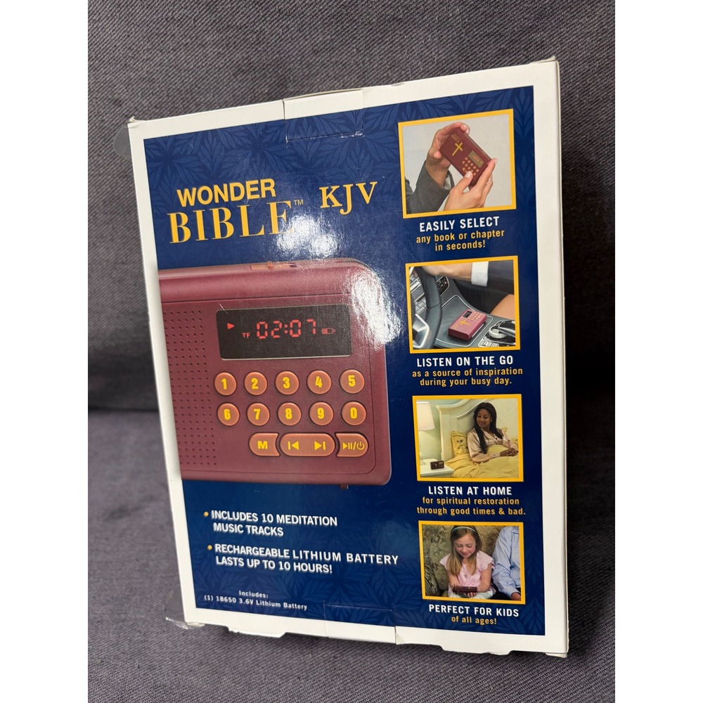 Wonder Bible KJV Audio Player Burgundy Rechargeable Digital Speaker WB011124